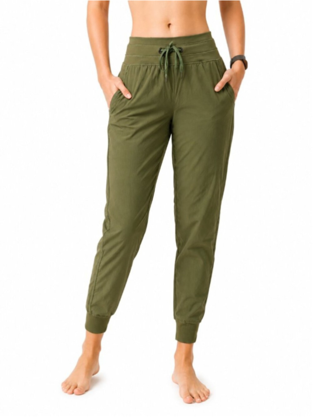 ZYIA Trail 28" Joggers Pants Olive Green Sz 14-16 Nylon Lightweight Athleisure